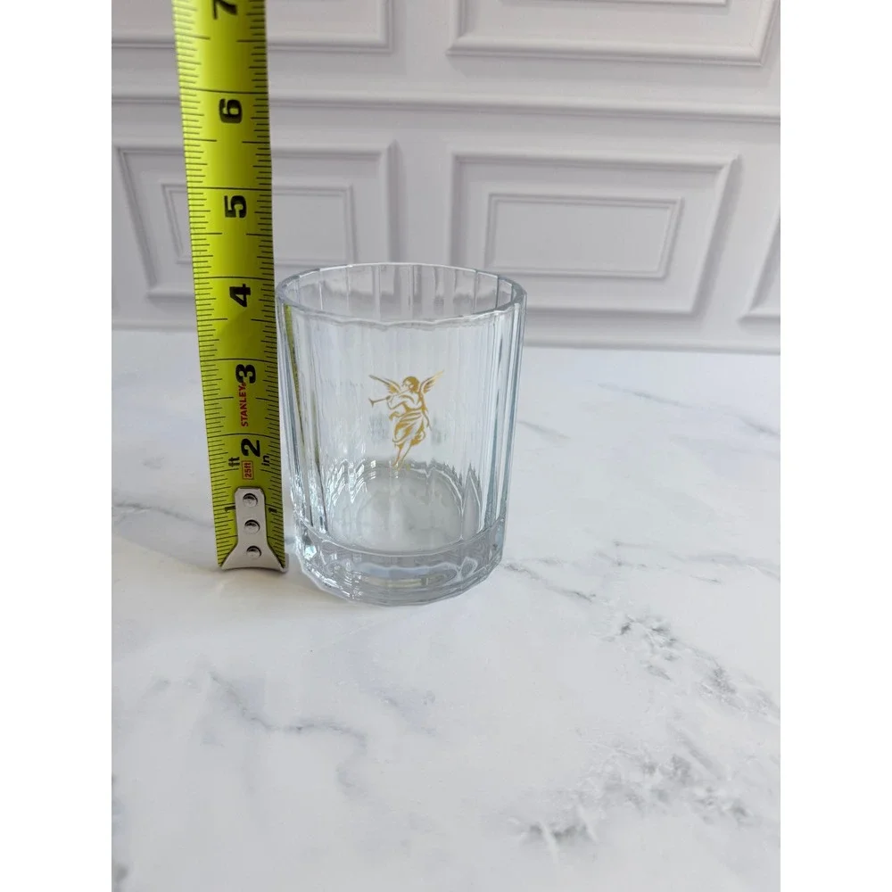 VTG Bormioli Crystal Whiskey Rocks Glass Gold Trumpeting Angel Made in Italy